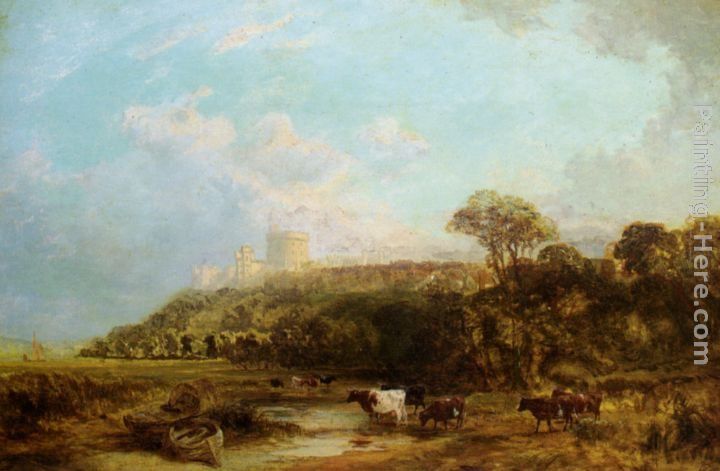 George Vicat Cole Cattle watering Windsor Castle beyond